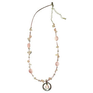 VJ VICKY JOUSAN silver tone pink beaded necklace valentines day